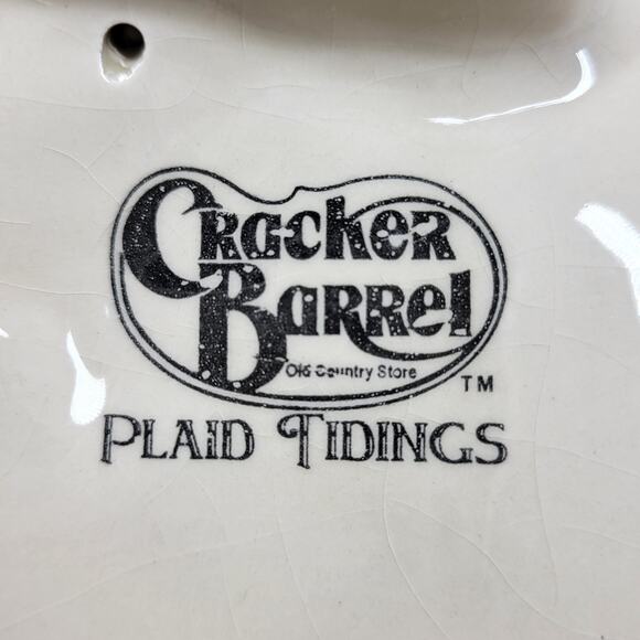 Cracker Barrel Plaid Tidings 3D Cardinal Platter Ceramic Holiday Serving Tray - Picture 8 of 14